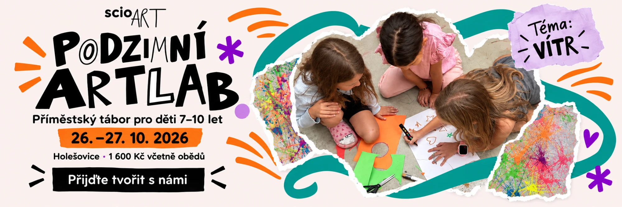 Podzimní ARTlab – příměstský tábor pro děti 7–10 let, 26.–27. 10. 2026, téma Vítr